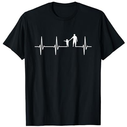 Vater Sohn Partnerlook EKG Herzschlag Vatertag T-Shirt