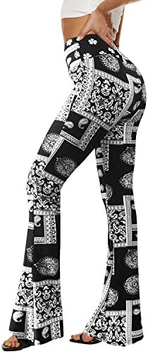 Sundwudu Schwarze Yogahose für Damen – weiche, hohe Taille, Bootcut-Leggings, hohe und lange Bootleg-Hose für Damen, 6-Black Stone, M
