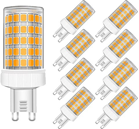 MAYCOLOR G9 LED Lampadine 10W Equivalenti 80W, 800 LM, Bianca Calda 3000K G9 Risparmio Energetico Lampadine per Plafoniera da Soffitto Lampadario Non Dimmerabile 8 Pezzi