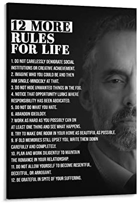 Jordan Petersons 12 Rules For Life Success Positive inspirierende Zitate Poster Leinwand Geschenke Bild Malerei Poster Raumdekoration Heimdekoration 30 x 45 cm