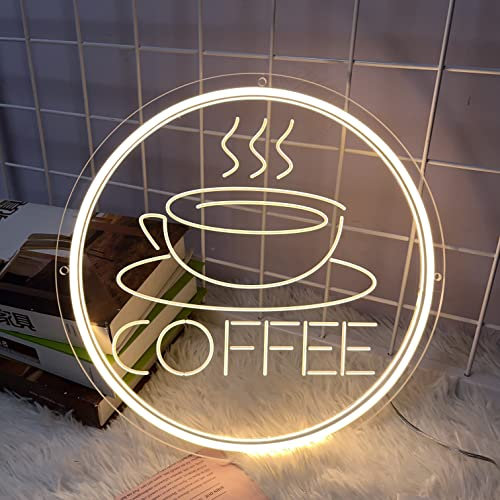 Coffee Cup Neon Sign For Wall Decor,Powered by USB 3D Engrave Art Light, Christmas Party Birthday Gift for Children Kids Girls,LED Neon Lights with 3D Art for Business, Café, Restaurant, Hotel