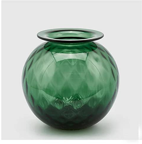 EDG Enzo de Gasperi Runde Innenvase mit gehämmertem Effekt aus glänzendem Glas, Blumen- oder Pflanzenhalter 2 Varianten VERDE
