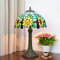 Blivuself Vintage Sonnenblume Tiffany Stil Bunt Glas Tischlampe Schlafzimmer Nachttisch Schlafsaal Wohnzimmer Büro Handwerk Dekor Blau Lese Nachtlicht Nette Nachttisch Retro Metall Schreibtisch Lampe