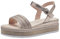 MARCO TOZZI Damen Sandalen mit Keilabsatz Glitzer Vegan, Metallisch (Rose Metallic), 38 EU