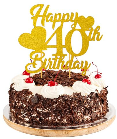 Happy 40th Birthday Cake Topper, 40th Birthday Decorations for Her, Happy Birthday Cake Topper Decoration, 40th Birthday Cake Topper, Birthday Cake Toppers, 40th Birthday Theme Party Supplies
