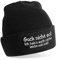 Herzbotschaft Beanie Strickmütze mit Spruch | Guck Nicht so! | schwarz | Unisex SoftTouch angenehm weiche und warme Wintermütze | OneSize Einheitsgröße für Erwachsene
