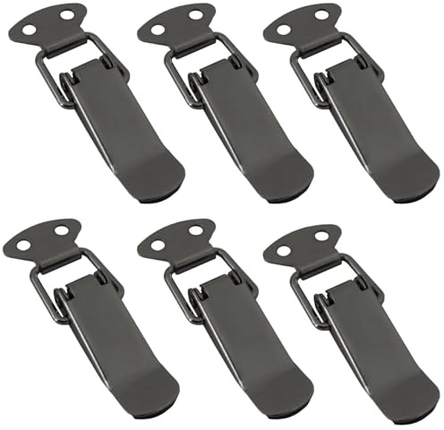 SOTECH 6 Stück Spannverschluss LATCH Edelstahloptik 78 mm | Kniehebelspanner Hebelverschluss Kistenverschluss für Werkzeugkasten, Truhe, Tische, Schränke