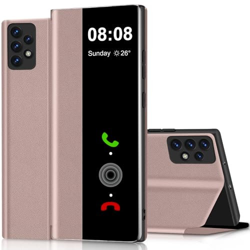 Handyhülle für Samsung Galaxy A53 5G Hülle Clear View, für Samsung Galaxy A53 Hülle mit Ständer Klappbar Touchscreen View Flip Extra-Dünn Leder Schutzhülle Case, für Samsung A53 5G Hülle Clear S View