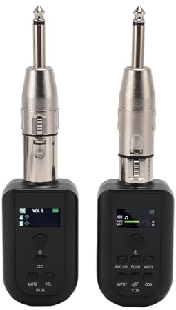 Microfonico Wireless, Trasmettitore e Ricevitore XLR Wireless da 2,4 GHz, Microfonico Ricaricabile USB C per Microfono Dinamico Mixer Audio per Chitarra PA