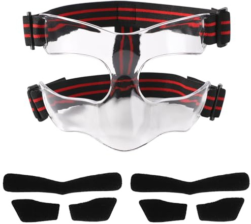 Masque pour Nez Cassé, 15 x 9,5 cm Protège Nez Cassé Protège Nez Rouge Noir Masque avec Rembourrage Protecteur Faciale Réglable pour Sport Basket-Ball Football Base-Ball (Demi-Couverture)