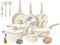 Caannasweis Pots and Pans Set, Nonstick Kitchen Cookware Sets, Granite Pots and Pans, Cooking Pans Pots Set (Cream White, 20 Piece Egg Pan Set)