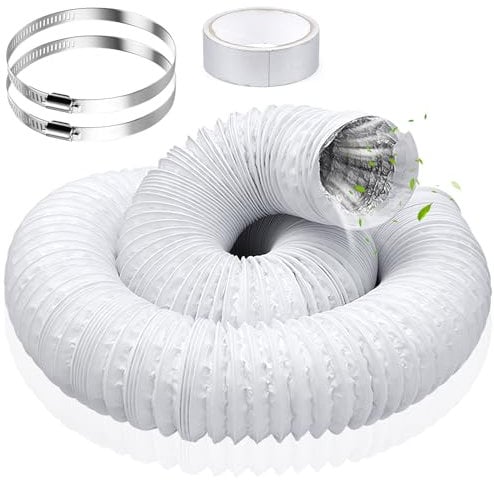 Tuyau Climatiseur Mobile Diamètre de 125 mm Tuyau d'évacuation d'air Flexible en PVC Aluminium 3 m Gaine Ventilation avec 2 Colliers de Serrage pour Climatisation, Hotte, Sèche-linge (125mm)