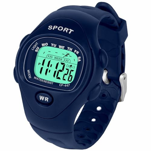 SOCICO kinderuhr Digital,Armbanduhr für Jungen Mädchen Alter 3–10 Jahren, Outdoor Sportuhr 3ATM/30M wasserdichte Kinder Uhr mit LED Licht, Wecker, Stoppuhr für Kinder Geschenk (Blau)