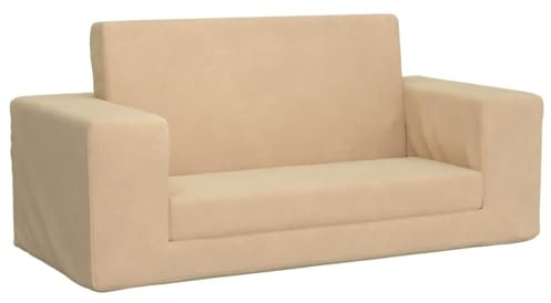 vidaXL Canapé-lit pour Enfants 2 Places crème Peluche Douce