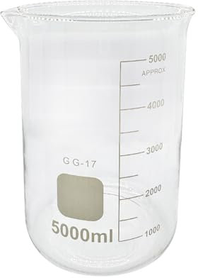 1pcs 100/25/250ml/150ml/200ml G3.3 Borosilicate Glass Low Form Beaker Chemistry Lab Heavy Wall Heat-resist Scaled Measuring Cup (5000ml-CHINA)