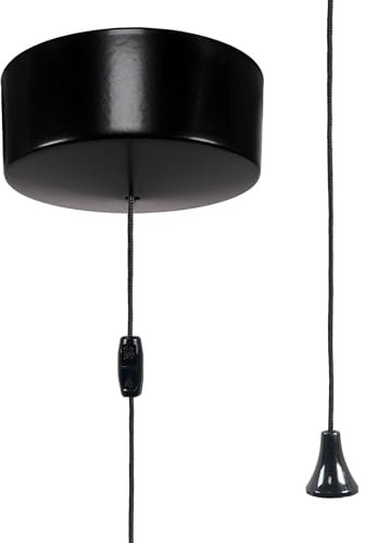 ElekTek Satin Black (powder coated) Metal Cover Bathroom Ceiling Light Pull Cord String Switch Bathroom Accessory - includes wiring instructions, 6 Amp 1-way or 2-way operation