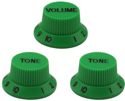 FLEOR 2T1V ST Gitarren-Regler, 2 Töne, 1 Lautstärke, für E-Gitarren, Grün mit schwarzen Buchstaben