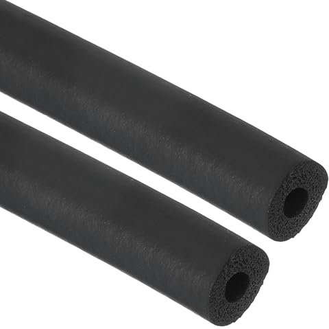 PATIKIL 4mm ID x 12mm OD x 1m Long Pipe Insulation Foam Tube, 2pcs Pipe Cover Wrap Roll EPDM Bar Tubing for Handle Grip Guitar Stand AC Units, Exercise Machine Handle, Black
