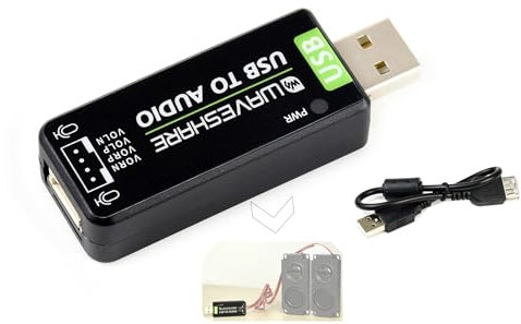 USB Audio Module External Audio Converter Compatible with Raspberry Pi/Jetson Nano, USB Sound Card Support Recording and Playback, Stereo Codec, Onboard Microphone& Speaker Header, Plug and Play