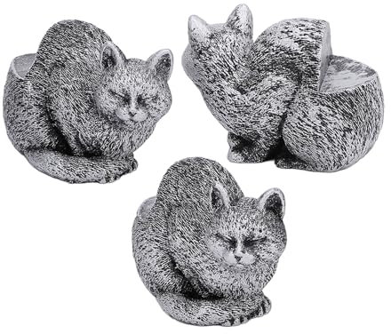Tissting 3Pcs Resin Pot Feet, Animal Figures Plant Stand Flower Pot Elevator Plant Feet Frost Proof Lifter Animals Statue Pot Base Planter Risers for Indoor Outdoor Decor (Sleepy Cat)