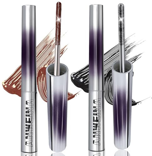 2 Metal Mascara, 3D Curling Wimperneisen-Mascara, Wimperntusche Wasserfest, Iron Wand mascara, Smudge Proof Metal Wand Metallbürst für Länge und Volumen Eyelash Faser Hinzufügen