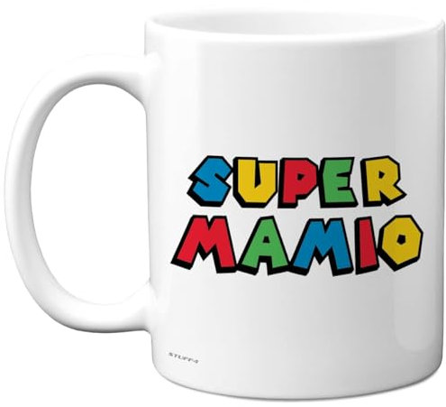 Super Mamio Tasse Mama Geschenk – Lustige Geburtstagsgeschenke für Mama, Weihnachten Geschenkidee – 11oz Kaffeetasse Keramik, Mikrowellen Spülmaschinenfest, Geschenk von Sohn Tochter
