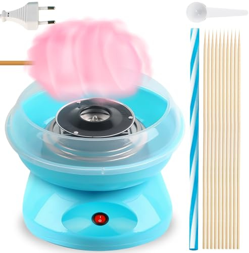 Zuckerwatte Maschine für Zuhause, 27cm Größe Retro Cotton Candy Machine, Cotton Candy Machine 450W mit Stäbchen Messlöffel für Kinderfest, Geburtstag, Party (Blau)