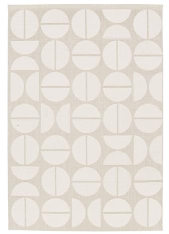 sweeek - In-/Outdoor-Teppich mit geometrischen Mustern in Creme und beige - Megan