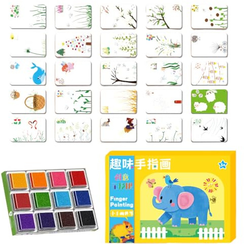 Fingerfarbe für Kleinkinder, waschbares Regenbogen-Stempelkissen, Zeichenzubehör für Töpferei, Bastelarbeiten, Dekoration, Schule, Klassenzimmer, Zuhause, Party, Kinder, Kleinkinder