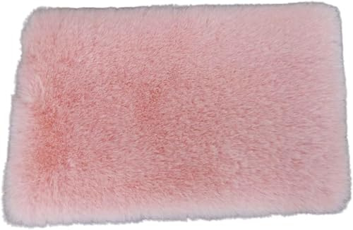 Rosa Quadratischer Teppich Miniatur Flauschiger Teppich Leichte Puppenhaus Dekor für 1/12 Maßstab