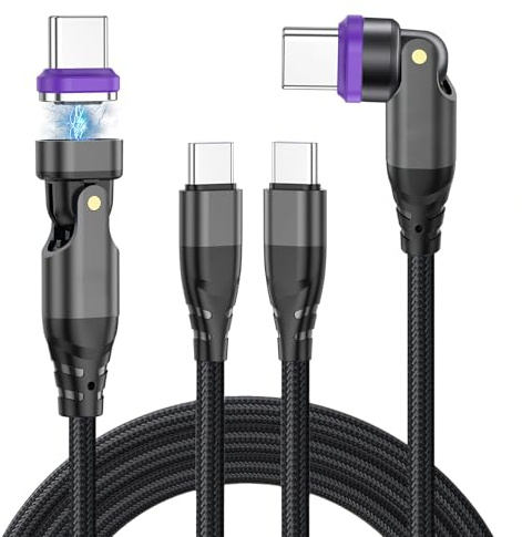 iwui 240W Magnetic Charging Cable USB C to USB C (2Pack, 1m/1.8m)