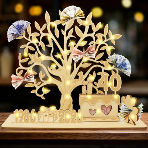 Herbst 40 Geburtstag Männer Frau, Geldgeschenke Verpackung Geldbaum Gästebuch Kreatives Geburtstag Holz, Originelle geldgeschenke geburtstag für Geld, Deko für Geburtstag, Hochzeiten, Jubiläum