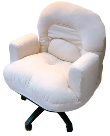 SLOQYNAPU Faul, Computerstuhl, Liegestuhl, Nickerchen, Sofa, Schlafzimmer, Schreibtischstuhl, Zuhause, Bürostuhl, sitzend, bequem, Drehstuhl(Off-White)