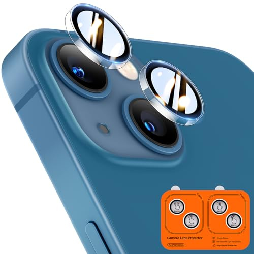 TOCOL für iPhone 13 Kameraschutz, 2 Sets, Transparent | Einfache Montage, Ultra HD Camera Cover, 9H Stoßfest Kratzfest, Hüllenkompatibel, Kameraschutz für iPhone 13 / 13 Mini