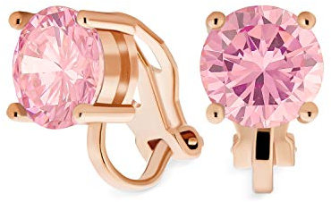 2CT Pendentif Solitaire Coupe Brillant En Zircone Cubique CZ Ronde Boucles D'Oreilles Pendantes Pour Femmes En Laiton Plaqué Or Rose