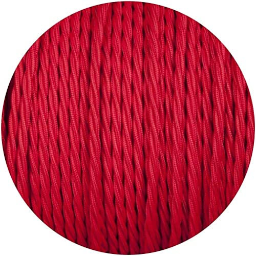 Cavo elettrico tripolare flessibile per lampade, in tessuto di seta intrecciato, stile antico, da 10/5 metri, rosso