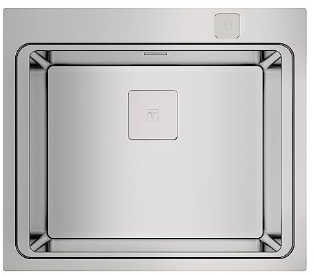Teka Zenit RS15 1C - Fregadero Encastrado de 60 cm, 1 Cubeta, Fregadero PureLine con SilentSmart, Desagüe Automático Cuadrado, Tapa Decorativa, Color Acero Inoxidable