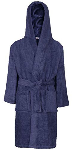 A2Z 4 Kids Girls Boys Terry Towel Beach Bathing Hooded - Towel Bathrobe Navy_7-8