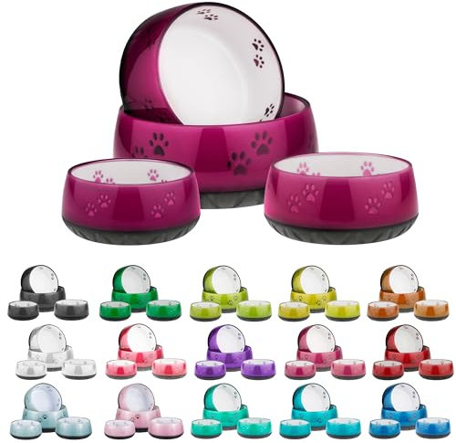 EHASO Hundenapf mit Pfötchen - Futter- und Trinknapf für kleine und große Hunde (330ml, Aubergine)