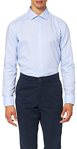 Seidensticker Herren Business-Hemd - Extra Slim Fit - Bügelfrei - Kent-Kragen - Langarm - 100% Baumwolle, Mittelblau, 36 EU