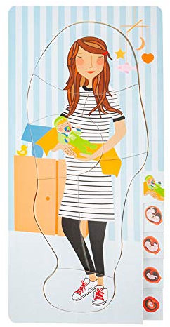 small foot Schichtenpuzzle Schwangerschaft aus Holz mit 4 Lagen und detaillierten Motiven zum Thema Baby, 11541