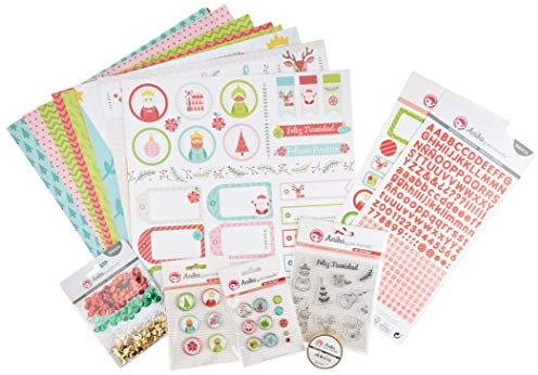 Anita y Su Mundo Kollektion zu Weihnachten, Kofferset für Scrapbooking (Papier, Aufkleber, Blech, Epoxidharz, Stempel, Alphabet), mehrfarbig, 30,5 x 30,5 cm