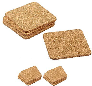 Cepewa 3 x 4er Set Glasuntersetzer aus Kork 9x9cm Quadratisch Korkuntersetzer für Gläser Tassen Tisch Bar (1 x 12er Set Glasuntersetzer)