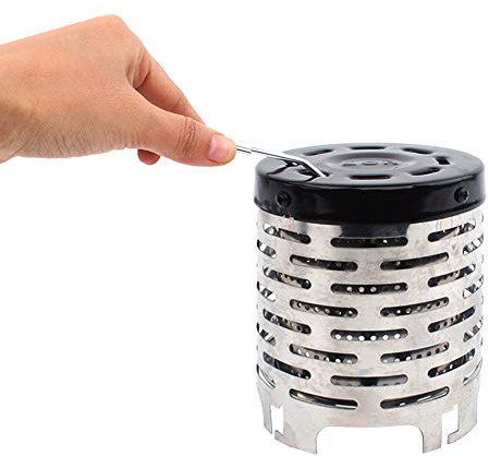 Yicare Campingwärmer Mini Heizlampe für Backpacking Wandern, Heizaufsatz für Gaskocher Camping Heizung Abdeckung Mini Portable Edelstahl Herd Heizaufsatz für Campingkocher, Zeltheizung