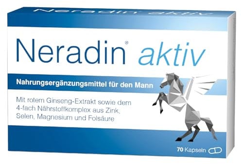 Neradin Aktiv - Mikronährstoffkomplex speziell für den Mann - mit rotem Ginseng-Extrakt sowie einem nützlichen 4-fach-Nährstoffkomplex aus Zink, Selen, Magnesium und Folsäure - 70 Stück