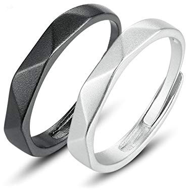 Gualiy Ringe Paar Silber, Hochzeit Ringe, Rhombus Ring für Herren Damen, Silber
