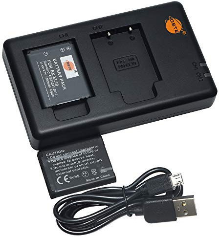 DSTE 3.7V 1300mAh EN-EL19 Lithium Battery Pack(2 Packs) and Dual Charger Compatible with Nikon Coolpix S32 S33 S100 S2800 S3100 S3200 S3300 S3500 S3600