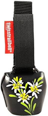 Das Original!! swisstrailbell® Edition Messing Deep Black, mit 3 Edelweiß, Trailbell, Fahrradglocke