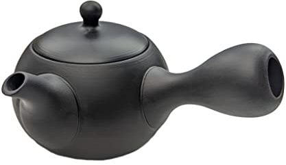 Kyusu Tetera japonesa con asa lateral para té verde, cerámica negra 200 ml de tokoname, colador de té de cerámica integrado, tetera asiática con una sola mano