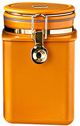 BESTonZON Kaffeedose 250g Eckig Versiegelt Kanister Luftdichte Küche Lebensmittel Lagerbeh?lter für Bohnen Gründen Tee Getreide Verschiedene K?rner Orange Retro Kaffeedose Vintage